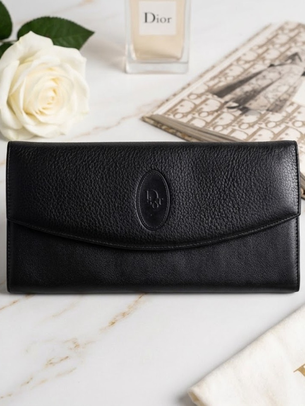 💌 Dior Sophistication: The Black Leather Envelope Wallet